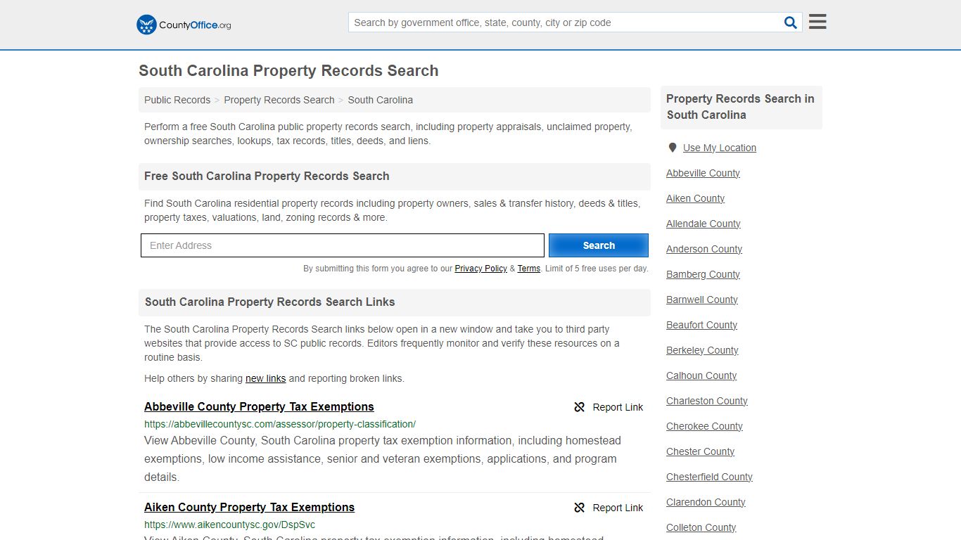 South Carolina Property Records Search - County Office